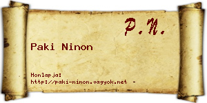 Paki Ninon névjegykártya